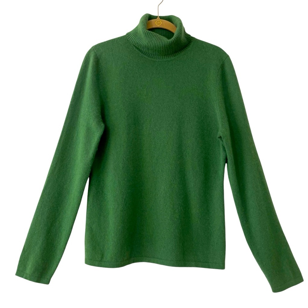 100% Cashmere Lord & Taylor Turtleneck Sweater Emerald Green Size Large fits S/M
